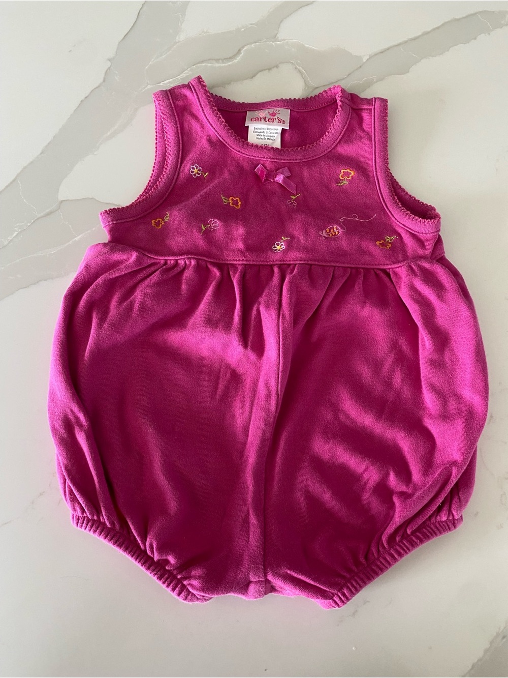 Vintage Carter's Floral Embroidered bubble Romper One-Piece 3-6M 100% Cotton